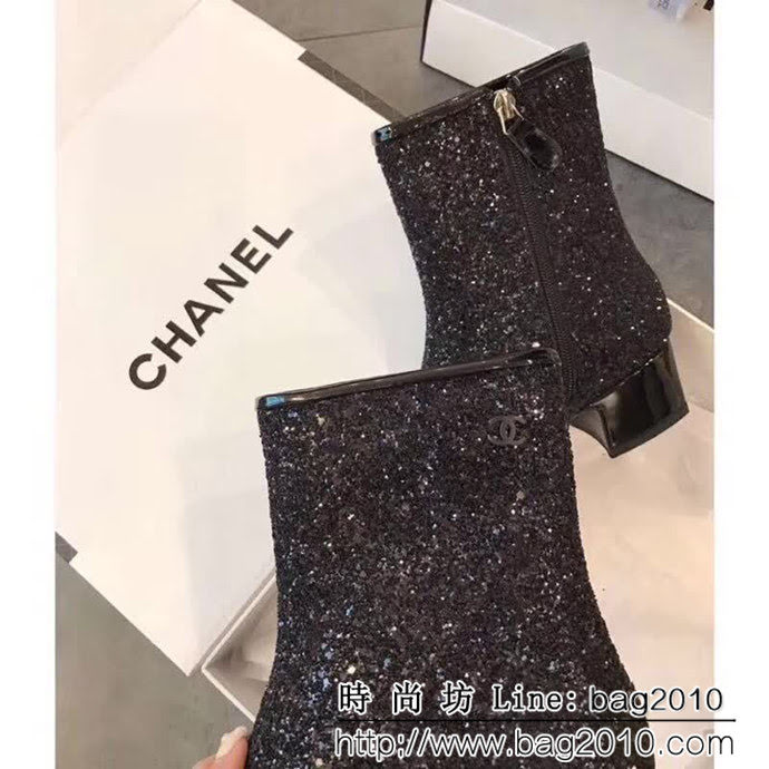 CHANEL香奈兒 秋冬走秀主打款 經典雙色鞋 黑色漆皮方形鞋頭 女短靴 QZS2682